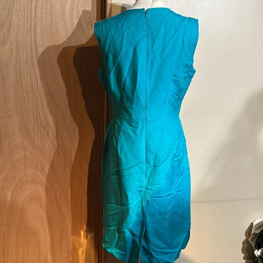 Tahari ASL Vibrant Teal Ruffle Mini Dress - Picture 3 of 4